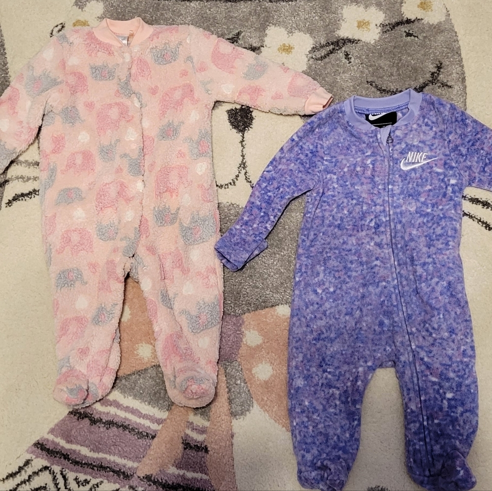 Fleece footed sleepers- set of two, 3 mo